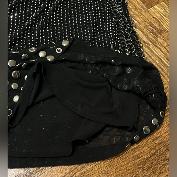 Alice + Olivia Studded Liquid Gunmetal One Shoulder Bodycon Mini Dress Black M - Picture 7 of 9